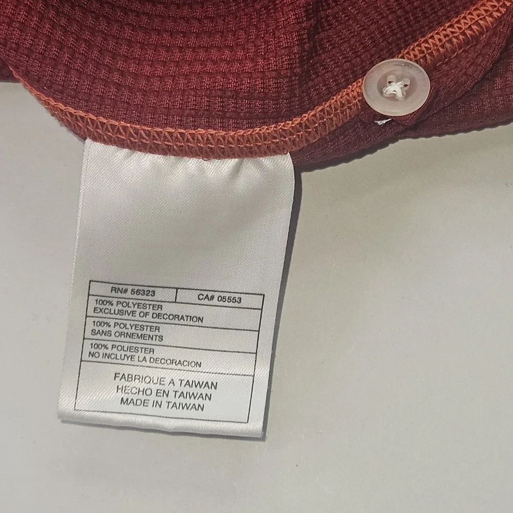 Nike Golf Shirt Men's Medium Red Maroon Long Sleeve Polo Waffle Knit Pullover